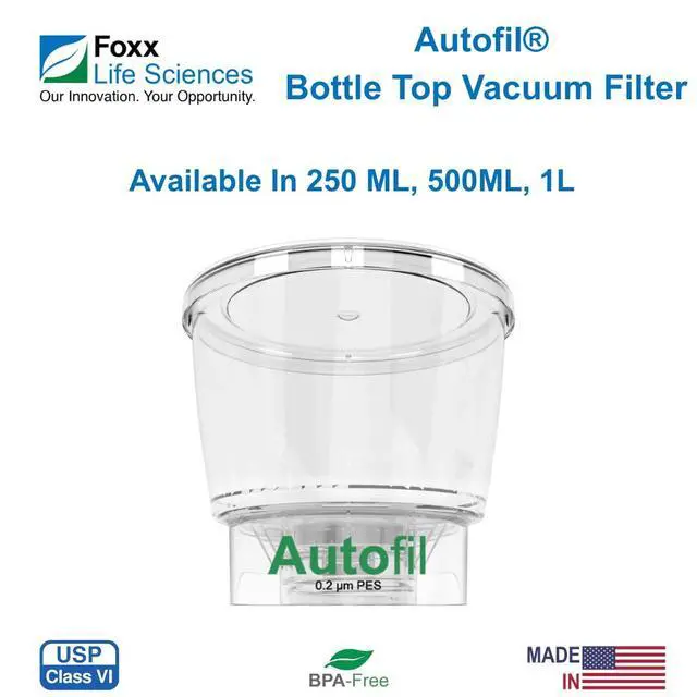 Alt view image 4 of 6 - Bottletop Lab Filters Pack of 24 Autofil Sterile Disposable Vacuum Bottle Top Filter 500 ml Funnel Only with 0.2um Sterilizing PES Membrane