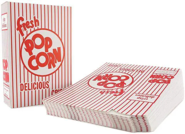 Main image of 5-E Red and White Close Top Popcorn Boxes, 3.3 Oz, 250 Pack
