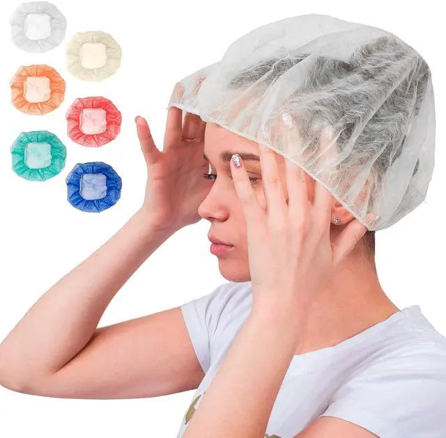 Main image of Disposable Bouffant Caps, 24 Inch White Hair Nets, Pack of 1000, Spunbond Polypropylene Hair Covers with Elastic Edge for Food Service, Kitchens and Industrial Work Areas