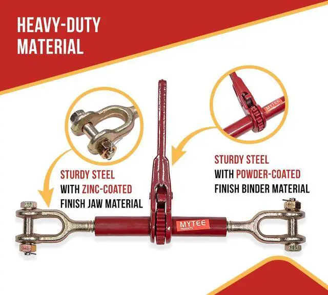 Alt view image 4 of 6 - 4 Pack 5/16" - 1/4" Jaw Jaw Chain Load Binder 6" Barrel, 3,500 lbs WLL Ratcheting Tie Down Chain Binder for Transportation, Construction, and Heavy Duty Applications