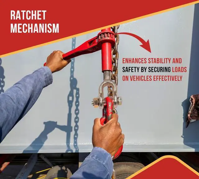 Alt view image 5 of 6 - 4 Pack 5/16" - 1/4" Jaw Jaw Chain Load Binder 6" Barrel, 3,500 lbs WLL Ratcheting Tie Down Chain Binder for Transportation, Construction, and Heavy Duty Applications