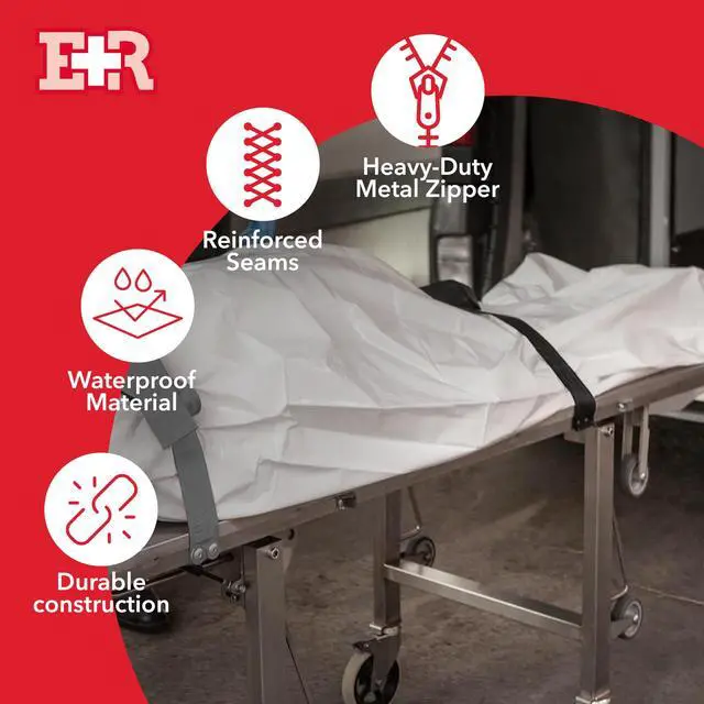 Alt view image 3 of 6 - PVC Cadaver Body Bags 12-Pack with Metal Zipper White, 36" x 90" with ID Tags Leakproof, Heavy-Duty, Waterproof Morgue Bags for Funeral Use