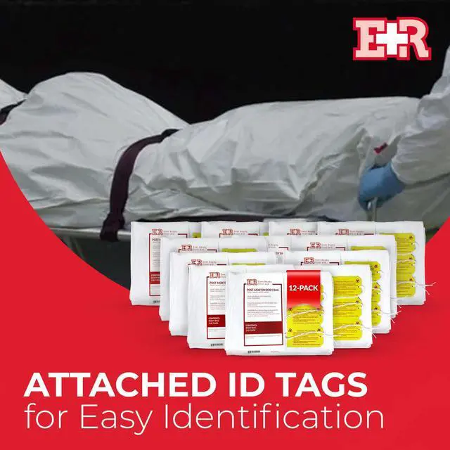 Alt view image 6 of 6 - PVC Cadaver Body Bags 12-Pack with Metal Zipper White, 36" x 90" with ID Tags Leakproof, Heavy-Duty, Waterproof Morgue Bags for Funeral Use