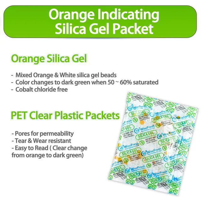 Alt view image 2 of 6 - Silica Gel Packets, 10 Gram Food Safe Desiccant Packs, Orange to Green Indicating- Moisture Absorbers for Storage (10G/750Pcs)