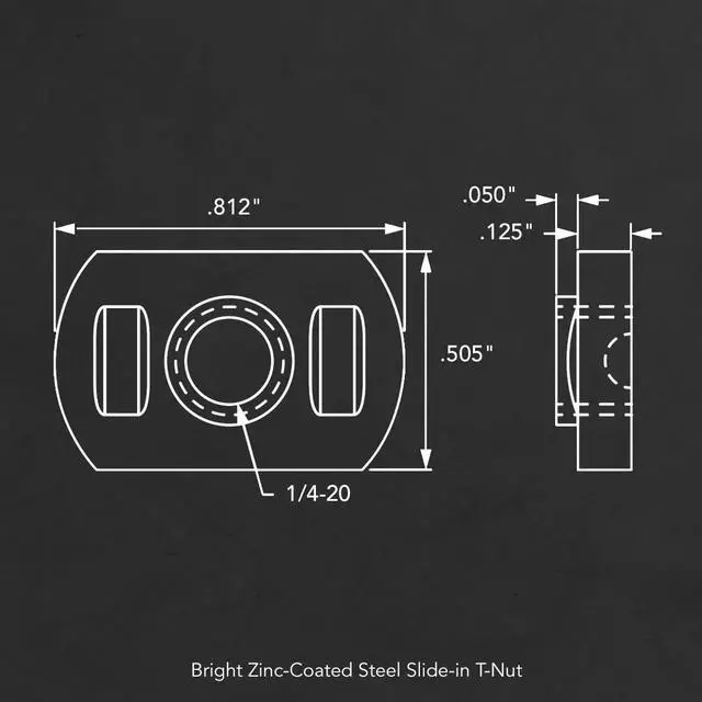 Alt view image 2 of 6 - 3786, 15 Series 1/4-20 Centered Slide in Economy T-Nut Steel (500 Pack)