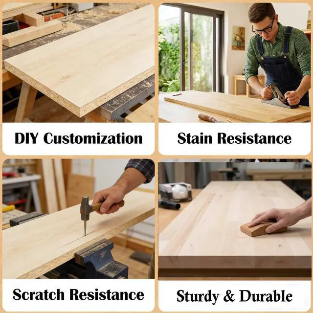 Alt view image 6 of 6 - 6FT x 25IN Solid Birch Wood Butcher Block Countertop - 72 * 25 * 1.5 Inch Thick Unfinished Heavy Duty DIY Butcher Block for Kitchen Island, Bar Top, Workbench, Laundry Room Dining Table