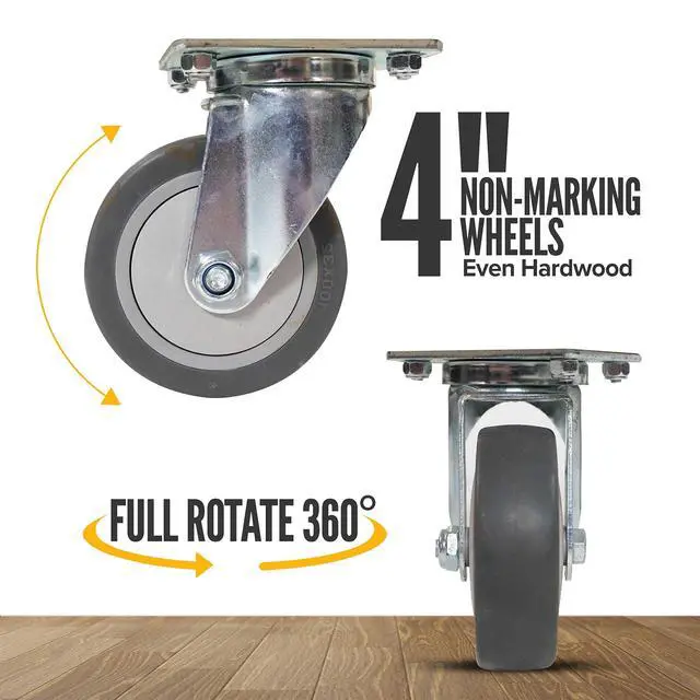 Alt view image 5 of 6 - H-Dolly Moving Dolly 18 Inch x 30 Inch - Heavy Duty Furniture Dolly with Four Rubber Swivel Casters - Rubber Tread Secures Cargo While Moving Dolly