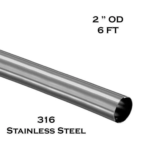 Alt view image 2 of 3 - 2" OD - 6 ft- Bar Foot Rail Tubing - 316 Brushed Stainless Steel Tubing - 16 Gauge