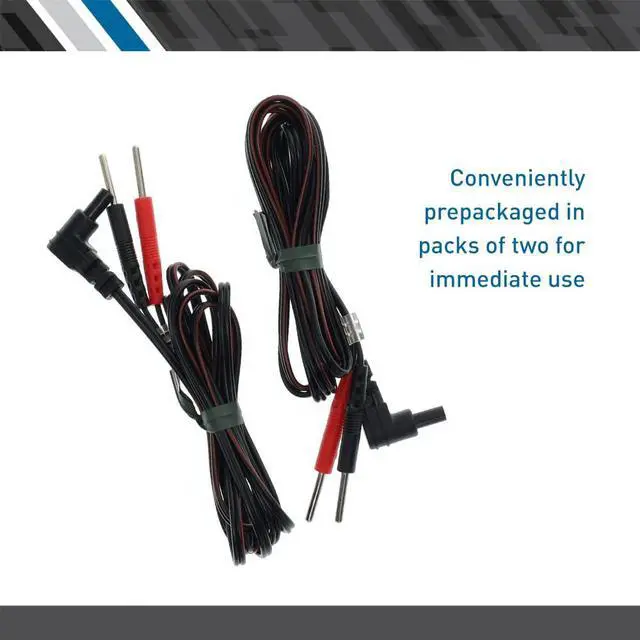 Alt view image 3 of 6 - Replacement Lead Wires, 45-in. Length, 2/Pack, 100 Pack for Use with Electrotherapy TENS Units Compatible with Electrode Lead Wires with 2 mm Plug