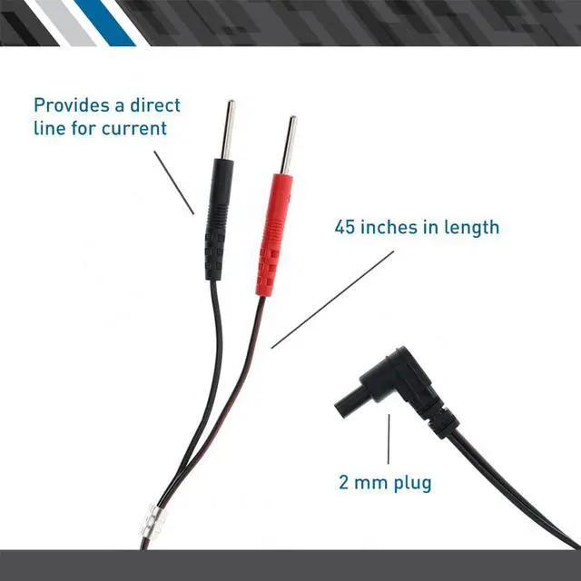 Alt view image 4 of 6 - Replacement Lead Wires, 45-in. Length, 2/Pack, 100 Pack for Use with Electrotherapy TENS Units Compatible with Electrode Lead Wires with 2 mm Plug