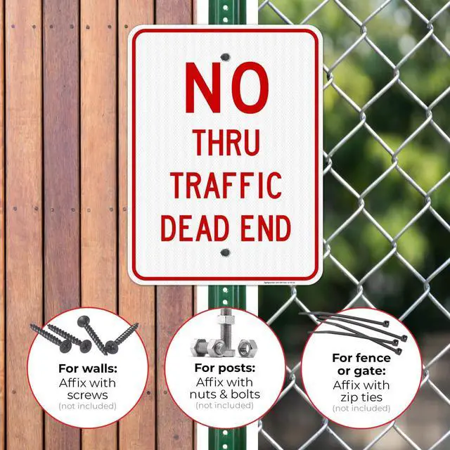 Alt view image 2 of 6 - No Thru Traffic Sign, Dead End Sign, 18x24 Inches, 3M EGP Reflective with Post & Cast Iron Base Stand Set Made in USA by
