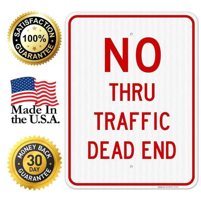 Alt view image 4 of 6 - No Thru Traffic Sign, Dead End Sign, 18x24 Inches, 3M EGP Reflective with Post & Cast Iron Base Stand Set Made in USA by