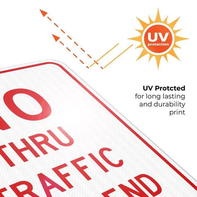 Alt view image 6 of 6 - No Thru Traffic Sign, Dead End Sign, 18x24 Inches, 3M EGP Reflective with Post & Cast Iron Base Stand Set Made in USA by