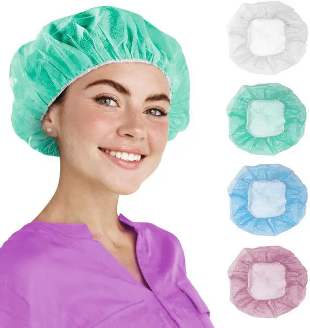 Main image of Disposable Bouffant Caps, 24 Inch Green Polypropylene Hair Covers with Elastic Band, Breathable Nonwoven Head Covers for Food Service, Spa, Salon, 1000 Pack