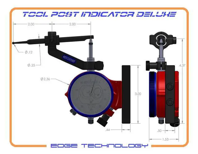 Alt view image 6 of 6 - 58-000 - Tool Post Indicator Deluxe, 3Position OD/ID/Face, 0.0005" Indicator, Hole Stylus with Micro Bearings, Mounts in Lathe with AXA BXA CXA, Padded Case
