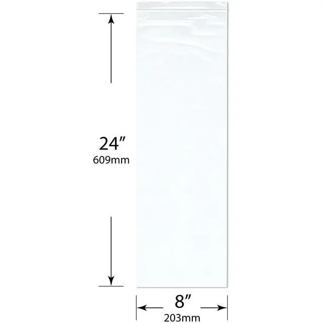 Alt view image 2 of 3 - 8" x 24" (Case of 500), 2 Mil Zipper Reclosable Plastic Bags