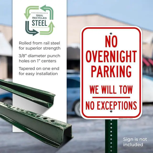 Alt view image 4 of 6 - U Channel Sign Post, 7 Feet Tall 1.12 LBS Steel per Foot, Medium Weight Slim Post, Baked on Green Enamel, (4 Pack)