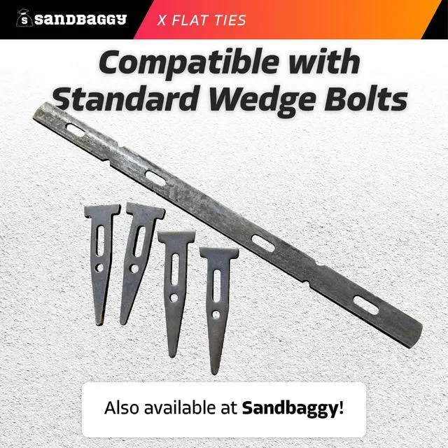 Alt view image 3 of 6 - X Flat Ties for Concrete Forms - 11 Gauge Steel - Compatible with Standard Wedge Bolts - Space and Secure Modular Concrete Forms (0.82" x 14.38", 200)