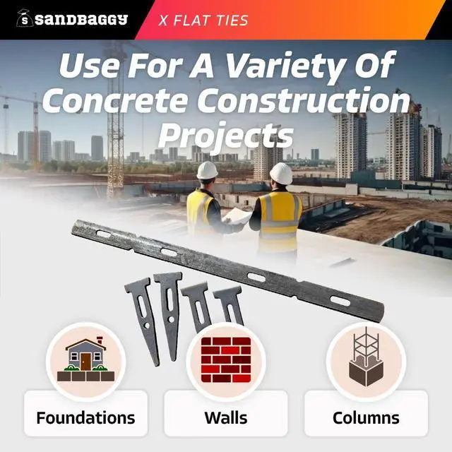 Alt view image 4 of 6 - X Flat Ties for Concrete Forms - 11 Gauge Steel - Compatible with Standard Wedge Bolts - Space and Secure Modular Concrete Forms (0.82" x 14.38", 200)