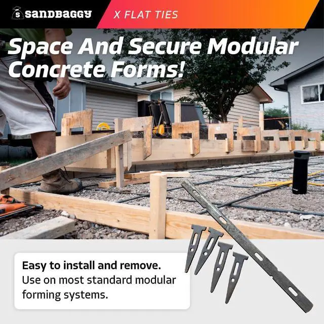 Alt view image 5 of 6 - X Flat Ties for Concrete Forms - 11 Gauge Steel - Compatible with Standard Wedge Bolts - Space and Secure Modular Concrete Forms (0.82" x 14.38", 200)