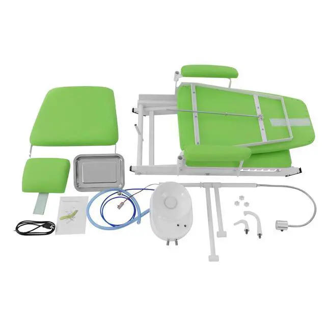 Alt view image 4 of 6 - Portable Foldable Dental Chair, 360° Rotating Arm Dental Chair with LED Light, 11.81-25.2 Inch Height-Adjustable Movable Chairs Tilting Bed, for Hospitals and Beauty Salons (Green)
