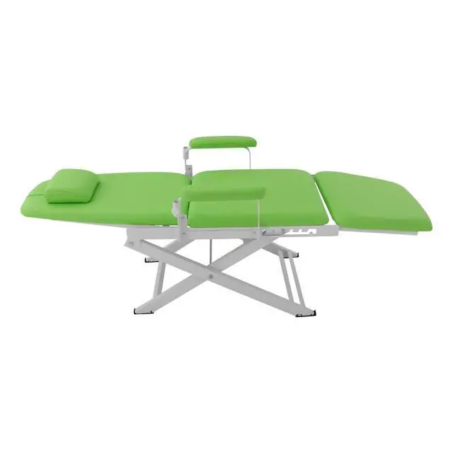 Alt view image 5 of 6 - Portable Foldable Dental Chair, 360° Rotating Arm Dental Chair with LED Light, 11.81-25.2 Inch Height-Adjustable Movable Chairs Tilting Bed, for Hospitals and Beauty Salons (Green)