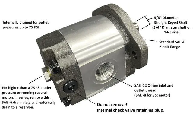 Alt view image 3 of 6 - Hydraulic Gear Motor or Pump bi-Direction Rotation, 8-26 cc/rev (0.488-1.58 in3/rev) 2-17gpm 21-40HP 2500-3600 PSI SAE A Mount, MFEG Series