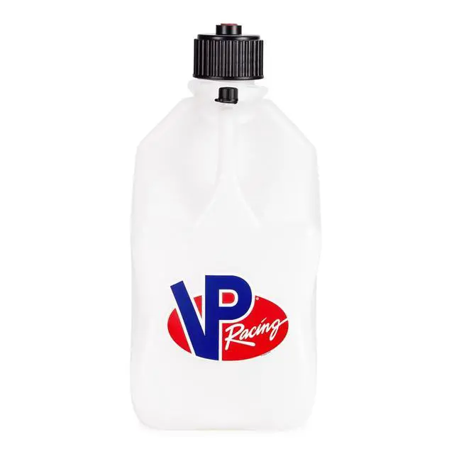 Alt view image 2 of 6 - 5.5 Gallon Square Motorsport Jug White w/ 14" Standard Hose (4 Pack) Close-Trimmed Cap and Neck for Tight Seal