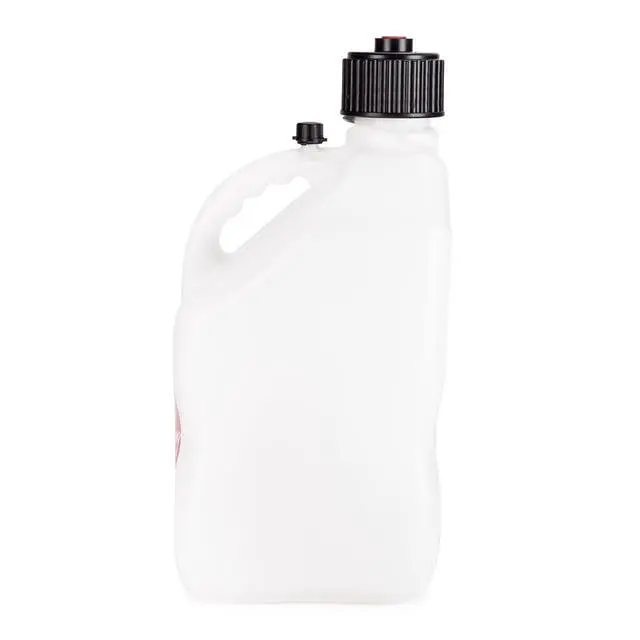 Alt view image 5 of 6 - 5.5 Gallon Square Motorsport Jug White w/ 14" Standard Hose (4 Pack) Close-Trimmed Cap and Neck for Tight Seal