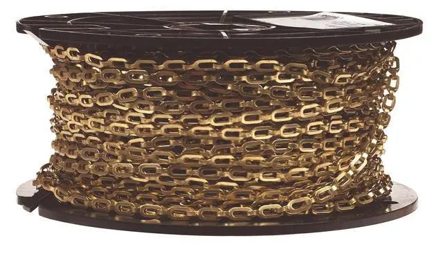 Main image of 0723817 Brass Plumbers Chain on Reel, Bright, 1/0 Trade, 0.02" Diameter, 200' Length, 35 lbs Load Capacity