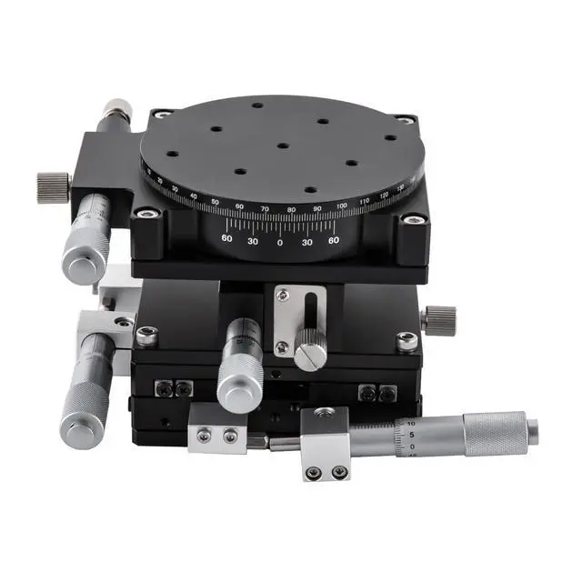 Alt view image 2 of 6 - XYZR 4 Axis 90mmx90mm Manual Linear Positioning Stage Bearing Tuning Platform Sliding Table for Precision Inspection & Equipment Positioning