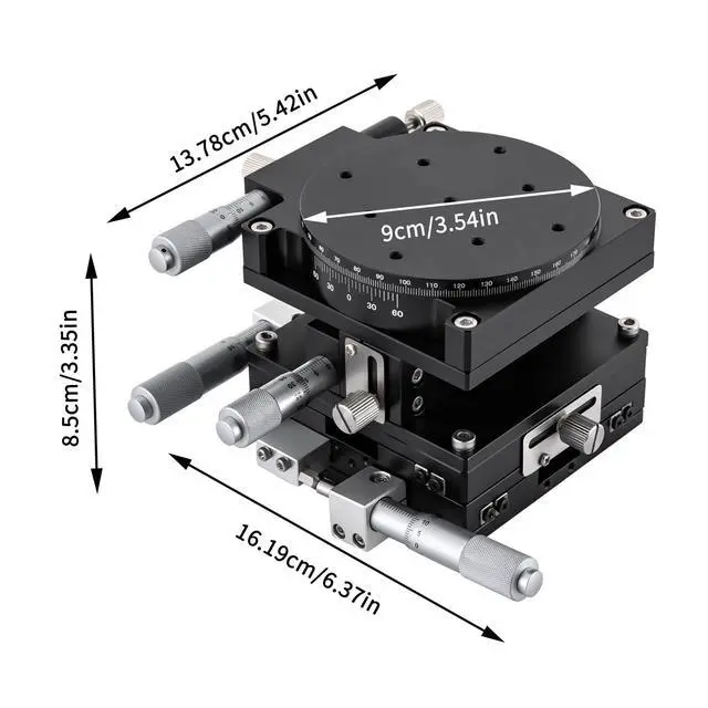 Alt view image 3 of 6 - XYZR 4 Axis 90mmx90mm Manual Linear Positioning Stage Bearing Tuning Platform Sliding Table for Precision Inspection & Equipment Positioning