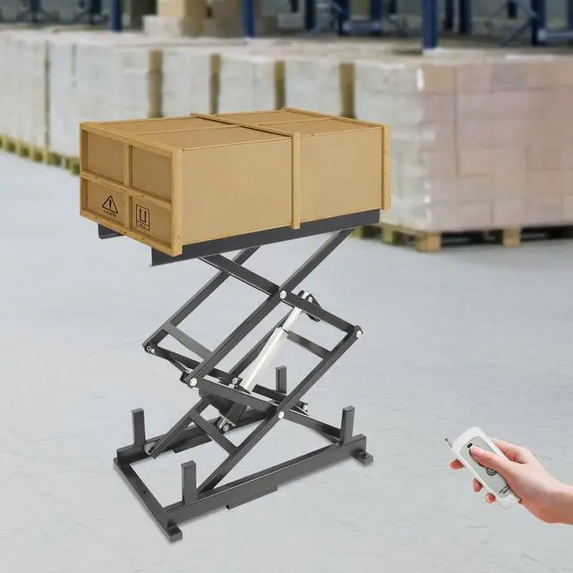 Alt view image 3 of 6 - Electric Scissor Lift Table, 180 Lbs Capacity Lift Table with 10.43-43.31 Inch Adjustable Height Hydraulic Lift Table with Remote and Manual Control for Material Handling Workshops and Garages