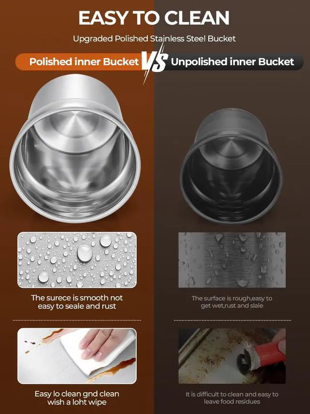 Alt view image 5 of 6 - Soup Warmer Commercial, 15QT Bain Marie Double Pot Warmer for Restaurant, 1200W Stainless Steel Portable Food Warmer, Digital Temperature Control (86-185°F), Anti-Dry Burn and Reset Button