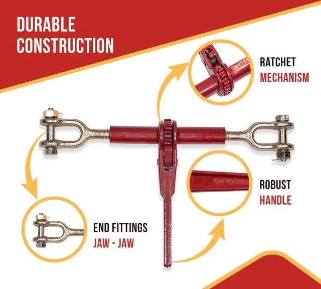 Alt view image 3 of 6 - (2 Pack) Ratchet Speciality Binder, Jaw-Jaw 10" Barrel, 13,000 lbs WLL