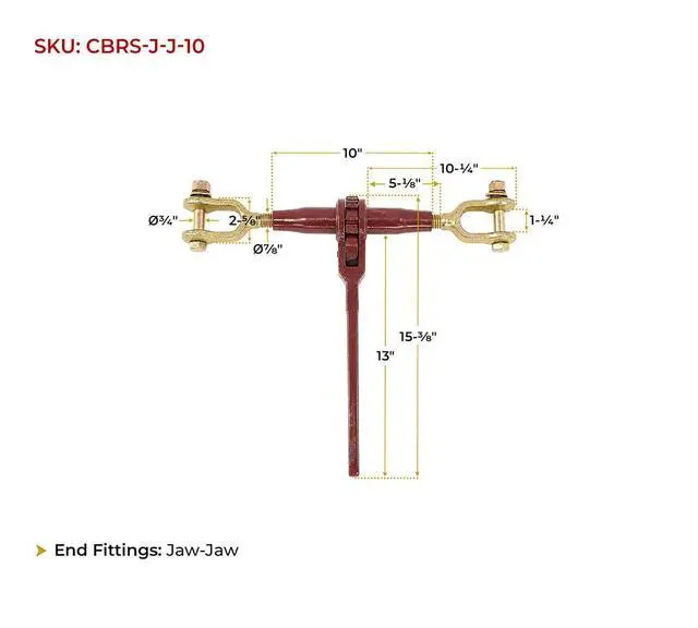 Alt view image 6 of 6 - (2 Pack) Ratchet Speciality Binder, Jaw-Jaw 10" Barrel, 13,000 lbs WLL