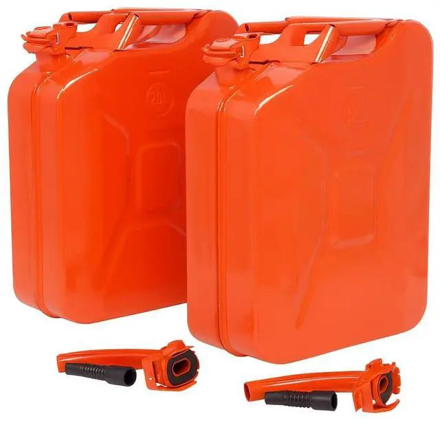 Main image of 5.3 Gallon Metal Container with Spout and Handle, Red,2 Pack