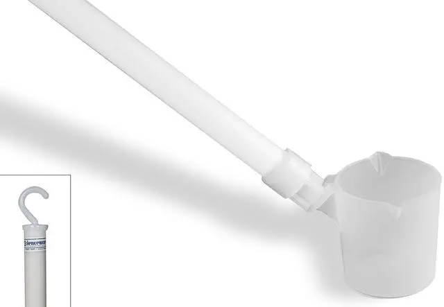 Main image of SP Bel-Art 6ft Economy Long Handle Dipper 500ml Polypropylene Sampling Cup with HDPE Handle, Dual Pouring Spouts, Threaded Fitting, and Hanging Hook Durable for Industrial, Lab and Field Sampling M