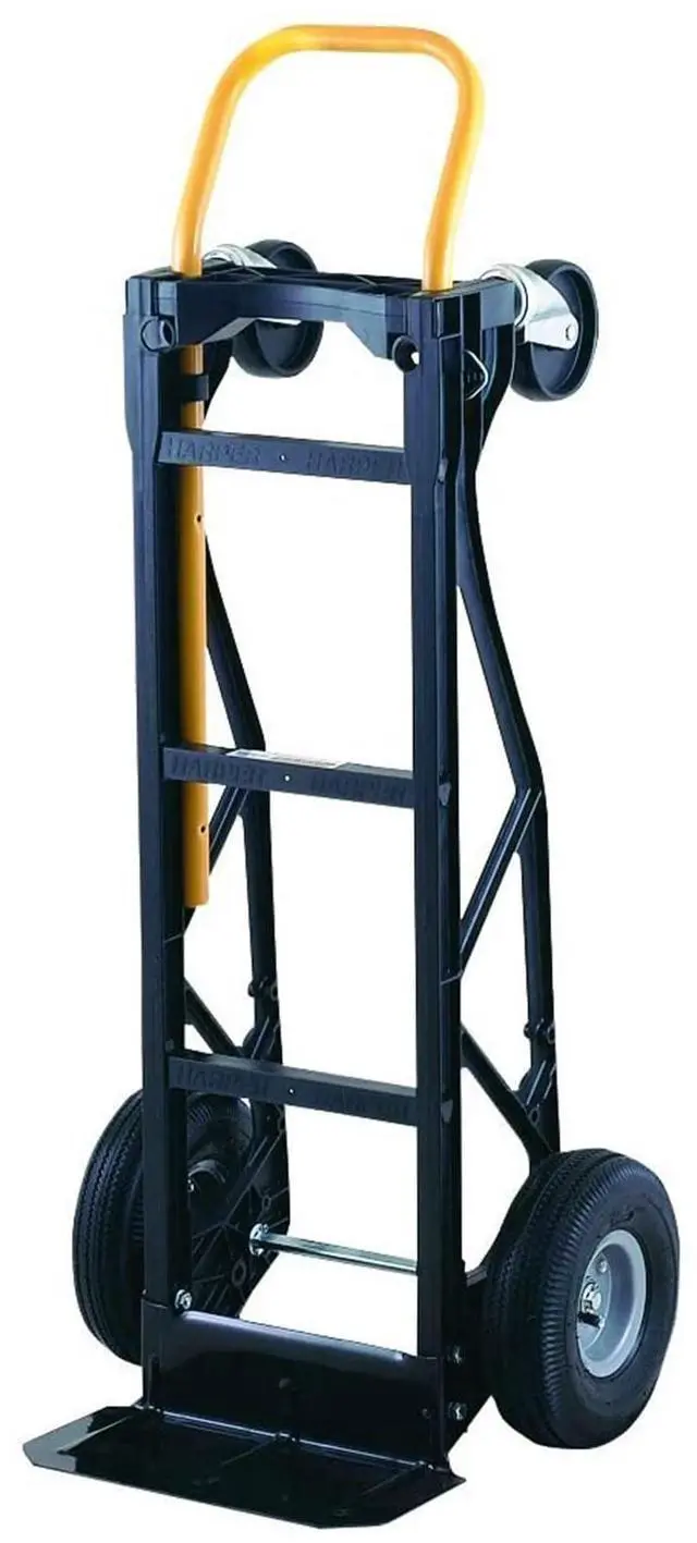 Main image of Trucks PGDYK1635PKD 700 Pound Capacity Glass Filled Nylon Frame Convertible Hand Truck Cart and Dolly with 10 Inch Pneumatic Wheels, Black