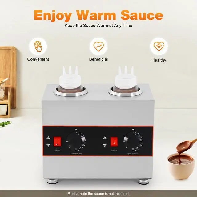 Alt view image 2 of 6 - Electric Cheese Sauce Warmer 2 Bottles Commercial Sauce Warmer 110V Chocolate Sauce Warmer Toppings Bottle Warmer Adjustable Temperature