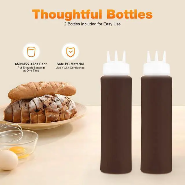 Alt view image 6 of 6 - Electric Cheese Sauce Warmer 2 Bottles Commercial Sauce Warmer 110V Chocolate Sauce Warmer Toppings Bottle Warmer Adjustable Temperature