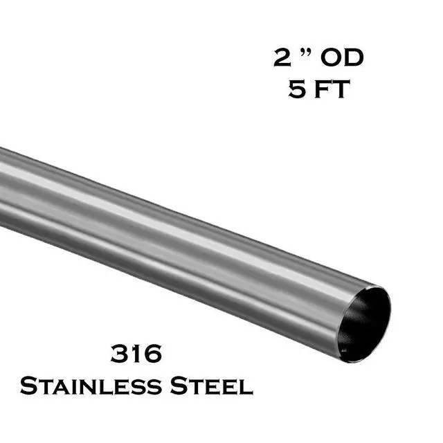Alt view image 3 of 4 - 2" OD - 5 ft- Bar Foot Rail Tubing - 316 Brushed Stainless Steel Tubing - 16 Gauge