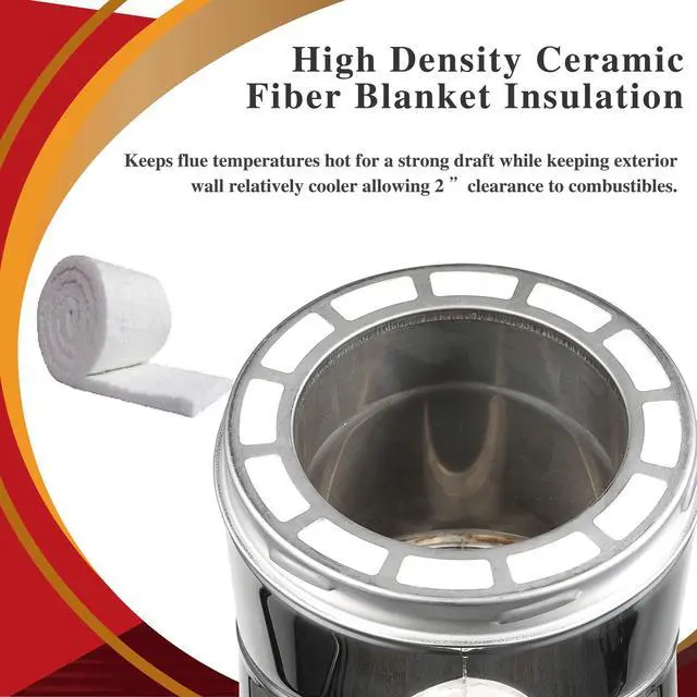 Alt view image 6 of 6 - 6" x 24" 304 Stainless Steel All Fuel Class-A Double Wall Insulated Chimney Pipe