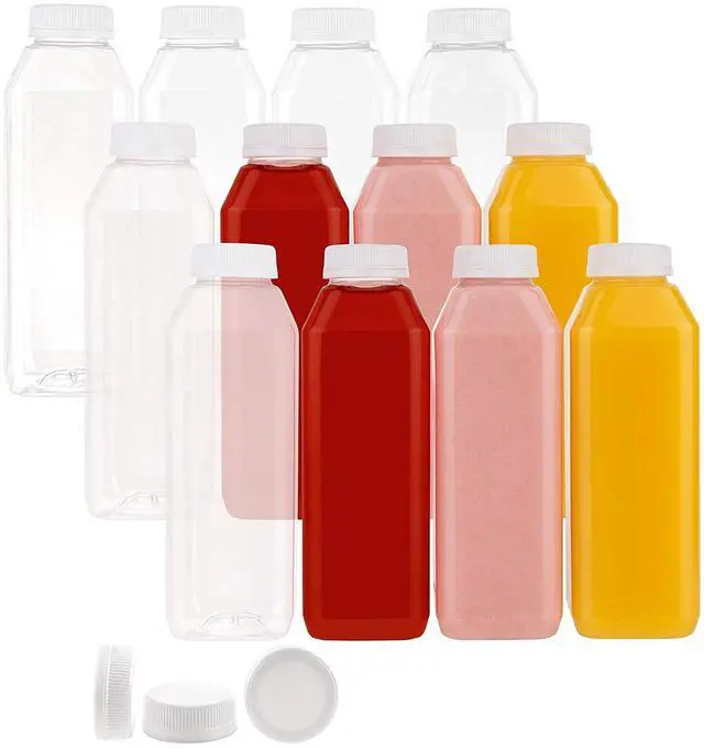 Main image of Disposable Plastic Juice Bottles-16 Oz with Lids | 160 Pack | for Water, Orange Apple Lemon Juicing, Smoothies, Milk, Reusable, BPA Free, Tamper-Proof Caps, Catering, Takeout