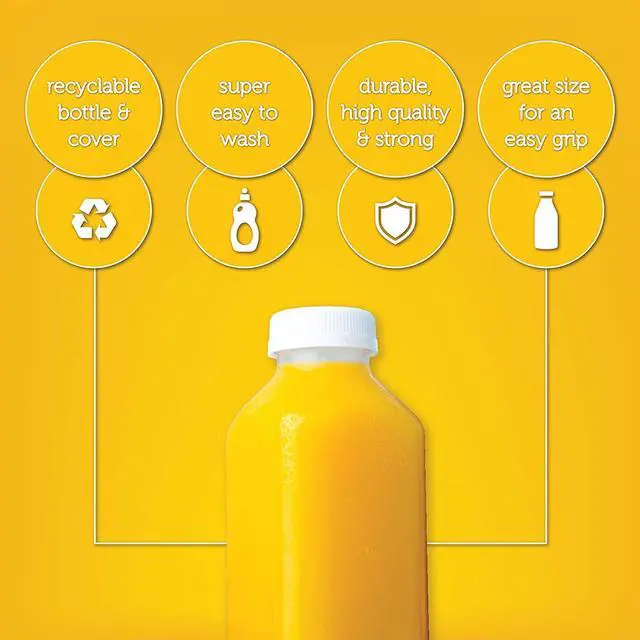 Alt view image 4 of 6 - Disposable Plastic Juice Bottles-16 Oz with Lids | 160 Pack | for Water, Orange Apple Lemon Juicing, Smoothies, Milk, Reusable, BPA Free, Tamper-Proof Caps, Catering, Takeout