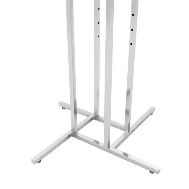 Alt view image 5 of 6 - 4-Way Clothing Rack Adjustable Height Display with 2 Straight and 2 Slanted Arms, 4872, Chrome Finish