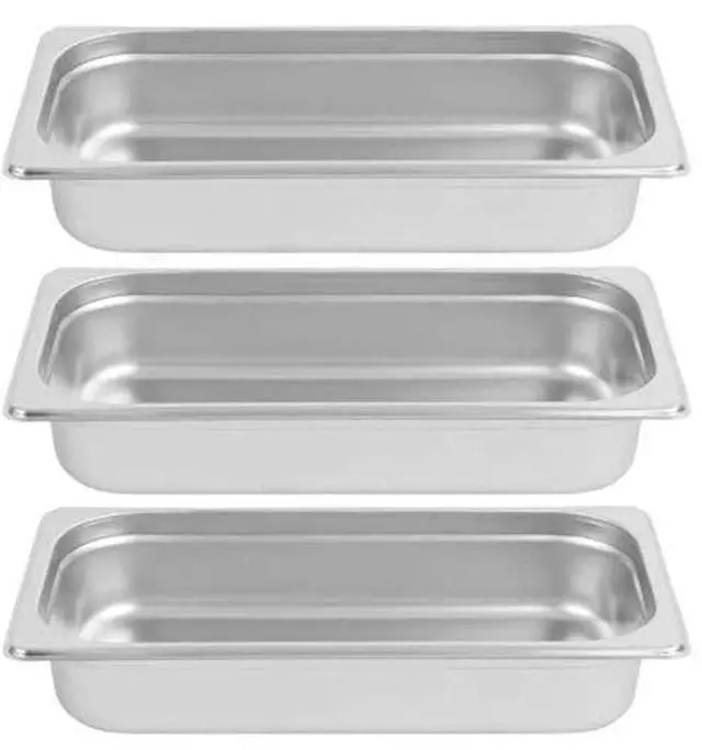 Alt view image 5 of 6 - Deluxe Chafer Dish - 8-quart capacity -rectangular Includes Food Pan, Water Pan and Fuel Holders and durable, shiny silver, keeps food warm in catered events (Silver 8-Qt With Third Size Pan)