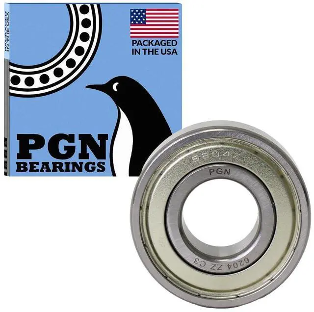 Main image of PGN (50 Pack) 6204-ZZ Bearing - Lubricated Chrome Steel Sealed Ball Bearing - 20x47x14mm Bearings with Metal Shield & High RPM Support