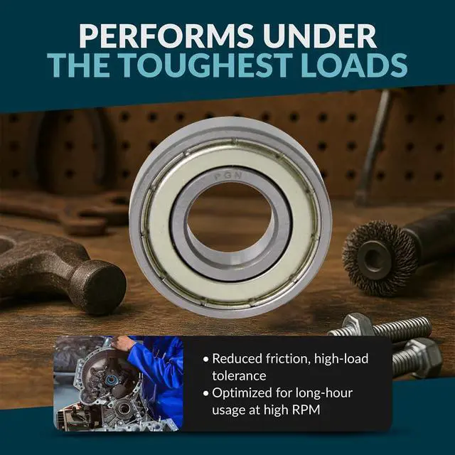 Alt view image 6 of 6 - PGN (50 Pack) 6204-ZZ Bearing - Lubricated Chrome Steel Sealed Ball Bearing - 20x47x14mm Bearings with Metal Shield & High RPM Support