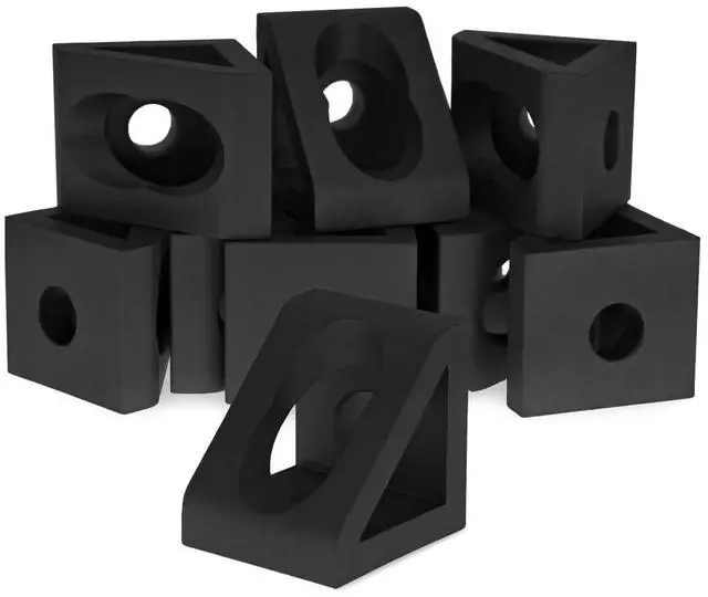 Main image of 8020, 4132, 10 Series, 2 Hole Aluminum Inside Corner Gusset L Bracket for Extruded Aluminum Extrusion Heavy Duty Angle Bracket (Black Anodize, 25)